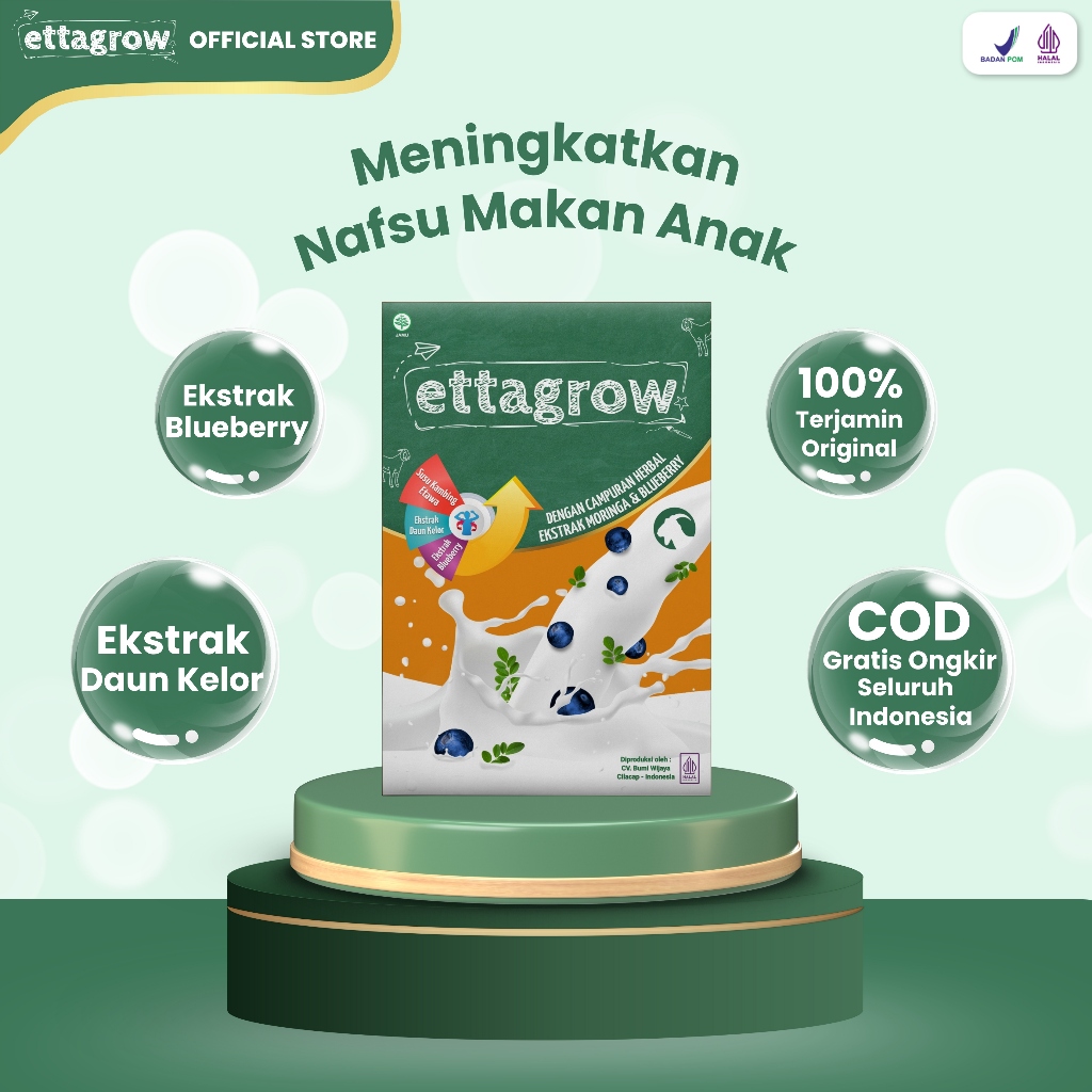 

Susu Ettagrow Herbal Anak – Kelor + Blueberry – Bantu Nafsu Makan & Pertumbuhan Anak