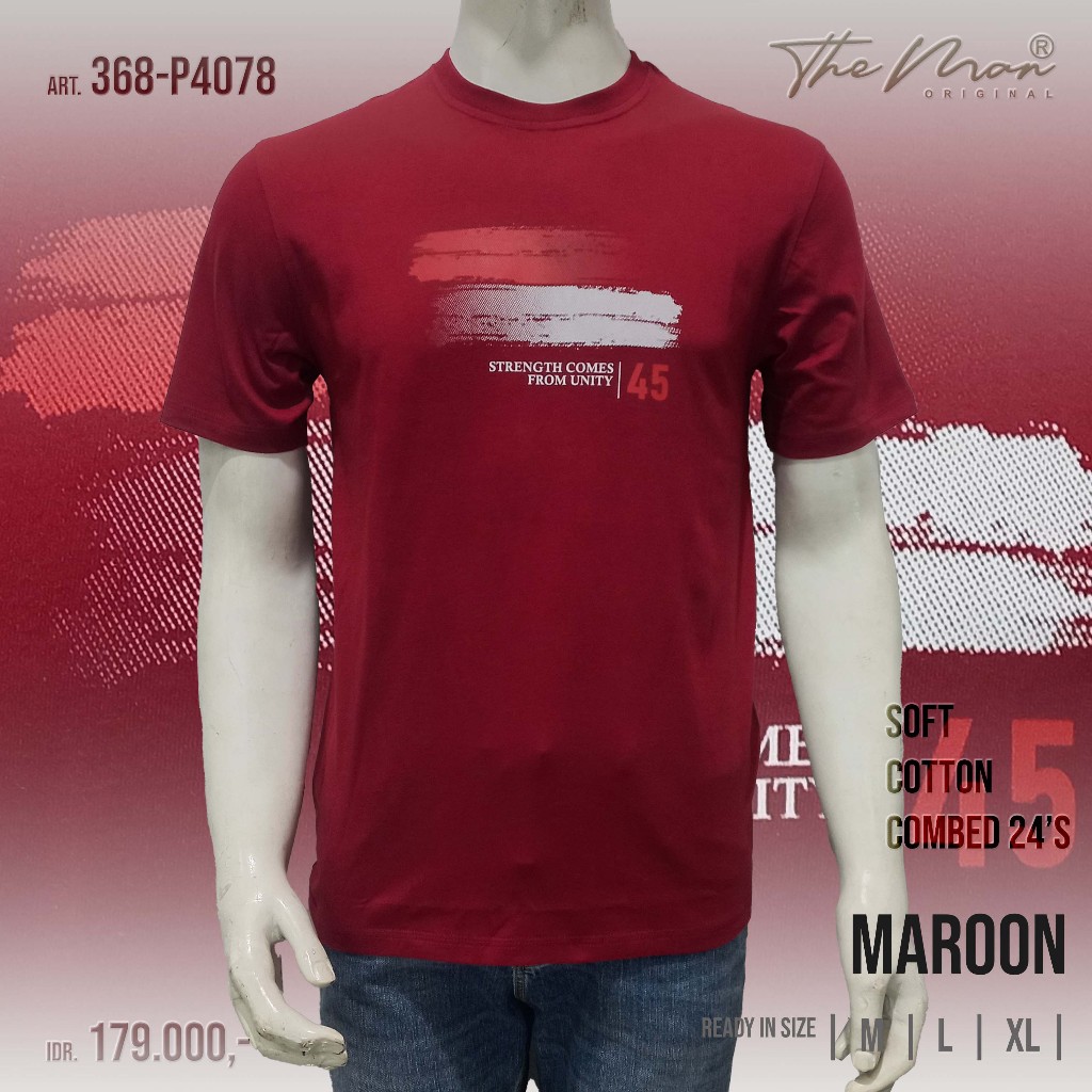 Kaos  Katun The Man  368-P4078 bertema kemerdekaan Indonesia -  merah maroon