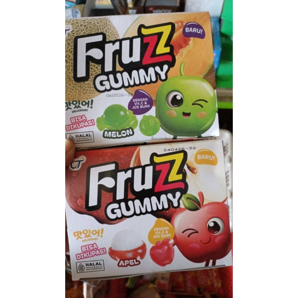 

Fruzz gummy kemasan 5 gr 2 variant rasa melon dan apel/permen gummy lunak aneka yupi