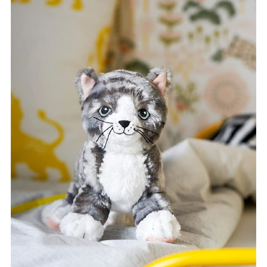 LLLEPLUTT Boneka, kucing abu-abu putih