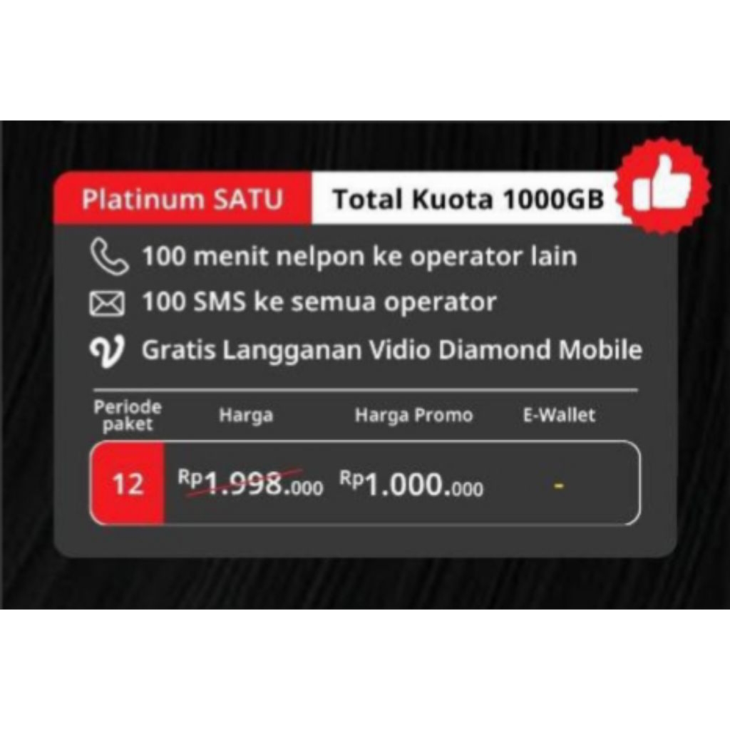 TERMURAH Paket Internet Indosat Platinum (1000GB 1 Tahun) - Kartu Fisik/eSim