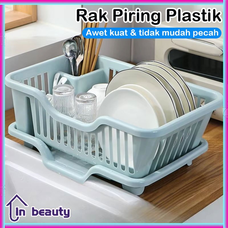Rak Cuci Piring Westafel Rak Pengering Piring Plastik Minimalis Keranjang Piring Dengan Tirisan Air 