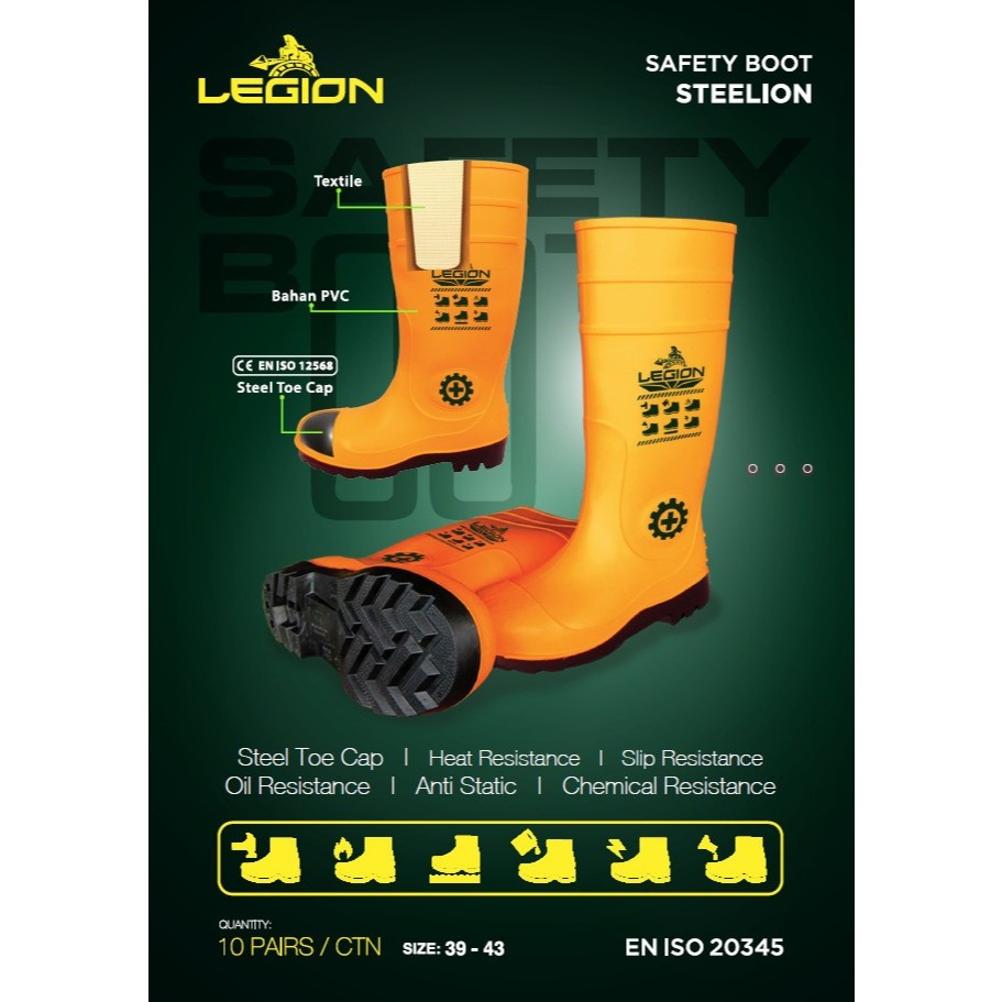 Boot Safety Legion Steelion Steel Toe / Boot Safety Legion Ujung Besi