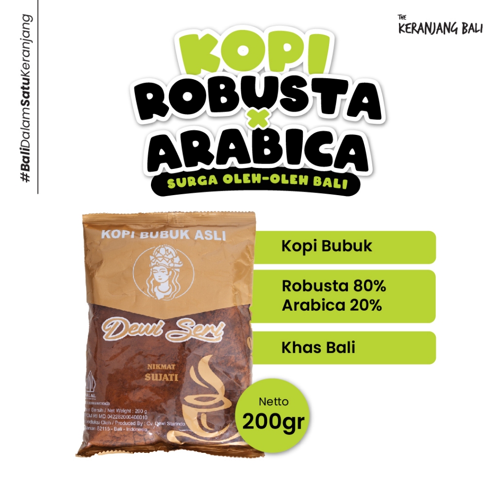 

The Keranjang Bali Kopi Bubuk Mix Robusta dan Arabica Dewi Seri 200 Gram