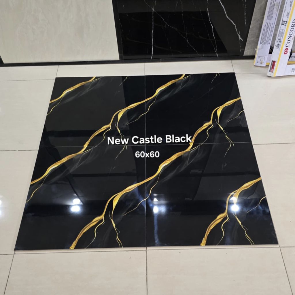 Granite 60x60 Newcastle Black Gold Pavia Concord | Glazed Polished