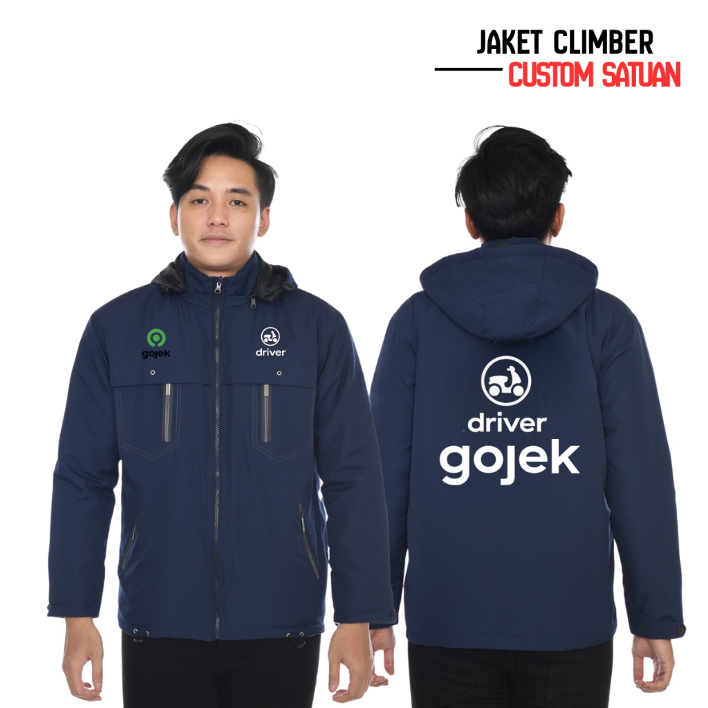 Custom Jaket Climber Parasut Design Gojek Jaket Jasa Transportasi Gojek Windproof Unisex