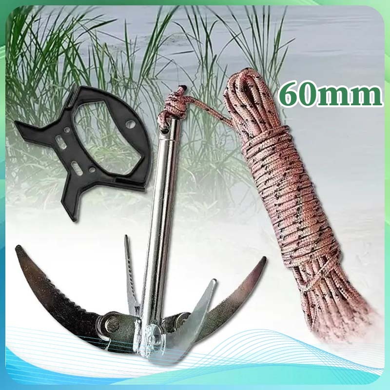 4 Cakar Jangkar Lipat Sabit Besi Galvanis Pemotong Tanaman Air Alat Kebun Air Jangkar Mini Tahan Lam