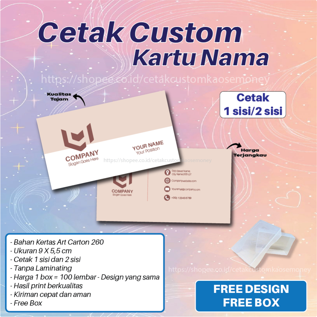 

Cetak Custom Kartu Nama Card Bisnis Usaha 1 Box Isi 100 Pcs Free Box Kartu Nama Custom Bisnis