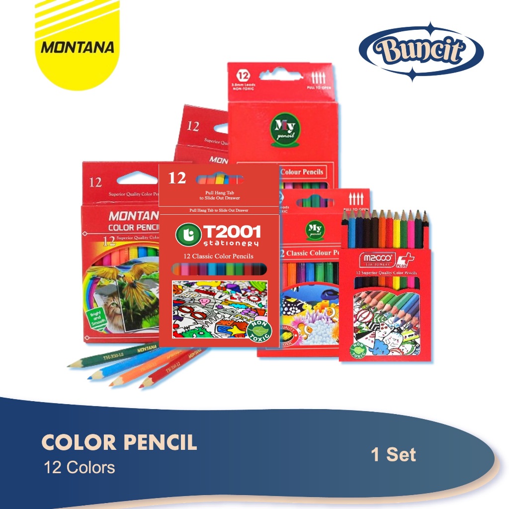 

1 Set | 12 Warna Pinsil Warna Tajima | Color Pencil | Pensil Warna M2000 | Winstar Pensil Warna