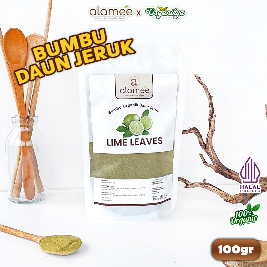 

ALAMEE Daun Jeruk Bubuk Lime Powder Bumbu Dapur Instan Organik Murni Tanpa Campuran 100g organikya