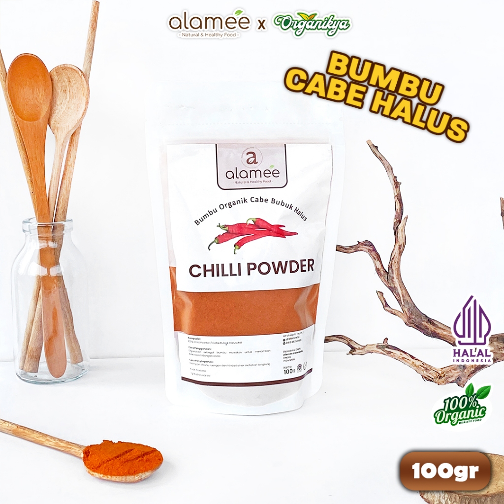 

Bumbu Cabe Cabai Bubuk Kering Halus Pedas Chilli Seasoning Powder Cabai Rempah Murni 100g organikya