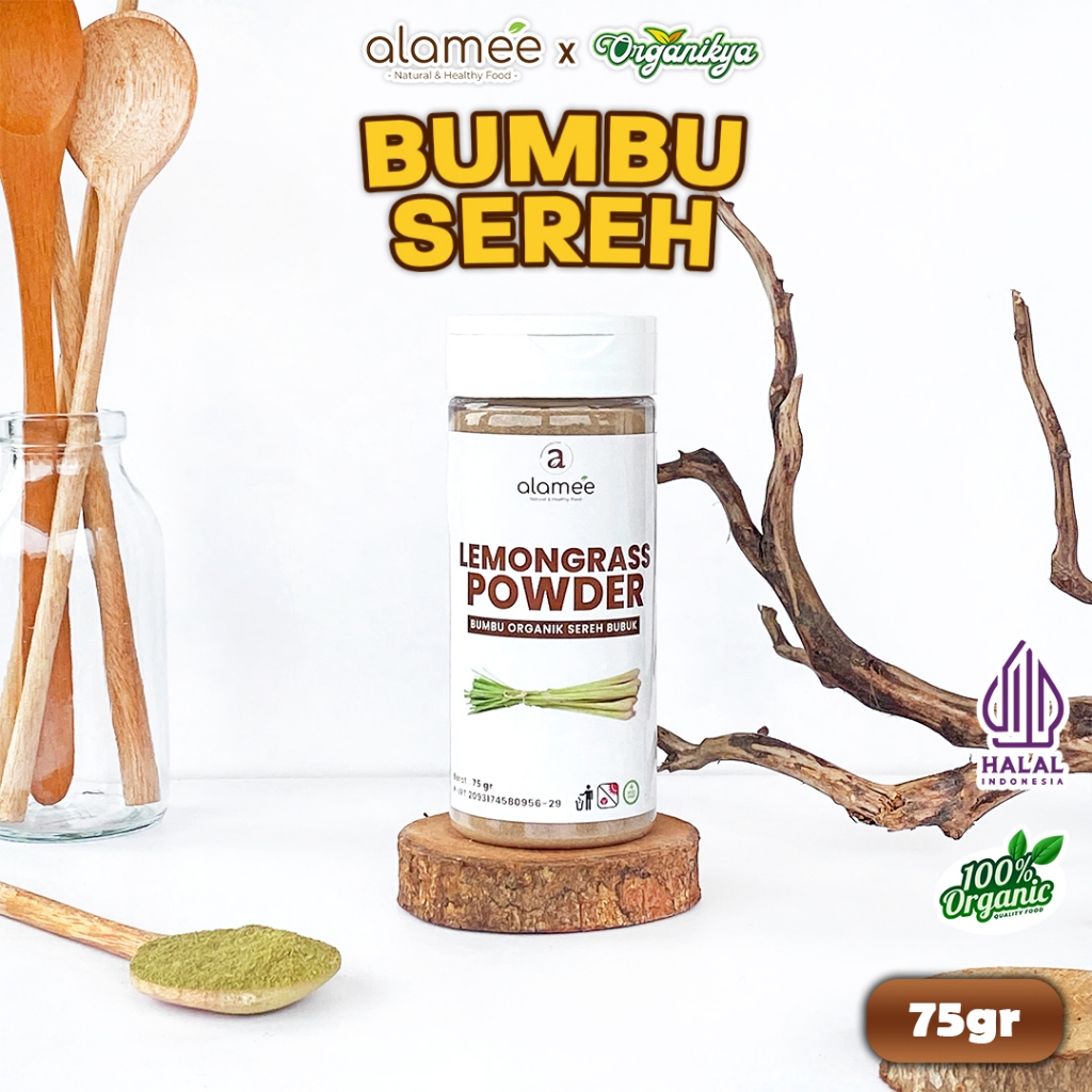 

ALAMEE Sereh Bubuk Lemongrass Powder Bumbu Dapur Organik Serai Murni Asli Tabur 75g organikya