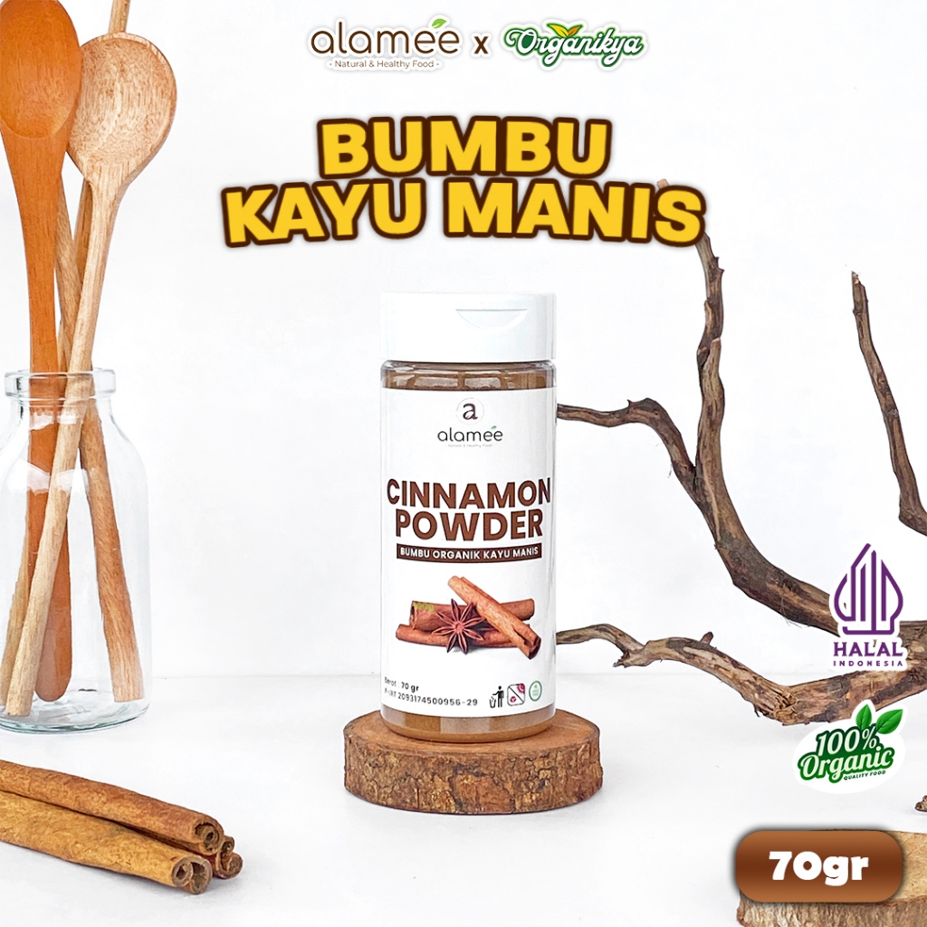 

ALAMEE Kayu Manis Bubuk Cinnamon Powder kayumanis Murni Asli Bumbu Organik Tabur 70gr organikya