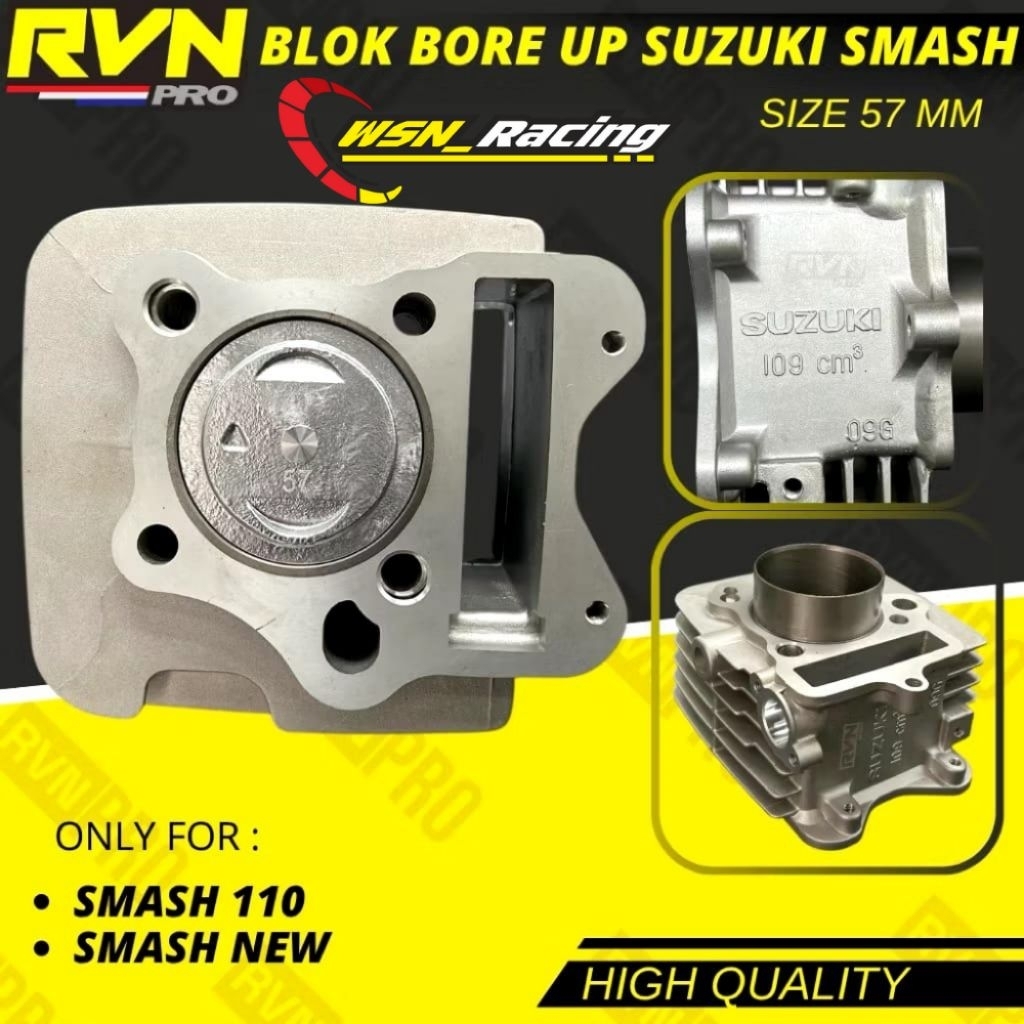 BLOCK SEHER BORING BLOK SEHER BELOK SEHER BORE UP SUZUKI SMASH 110 SMASH NEW 57 MM 57MM ORIGINAL RVN