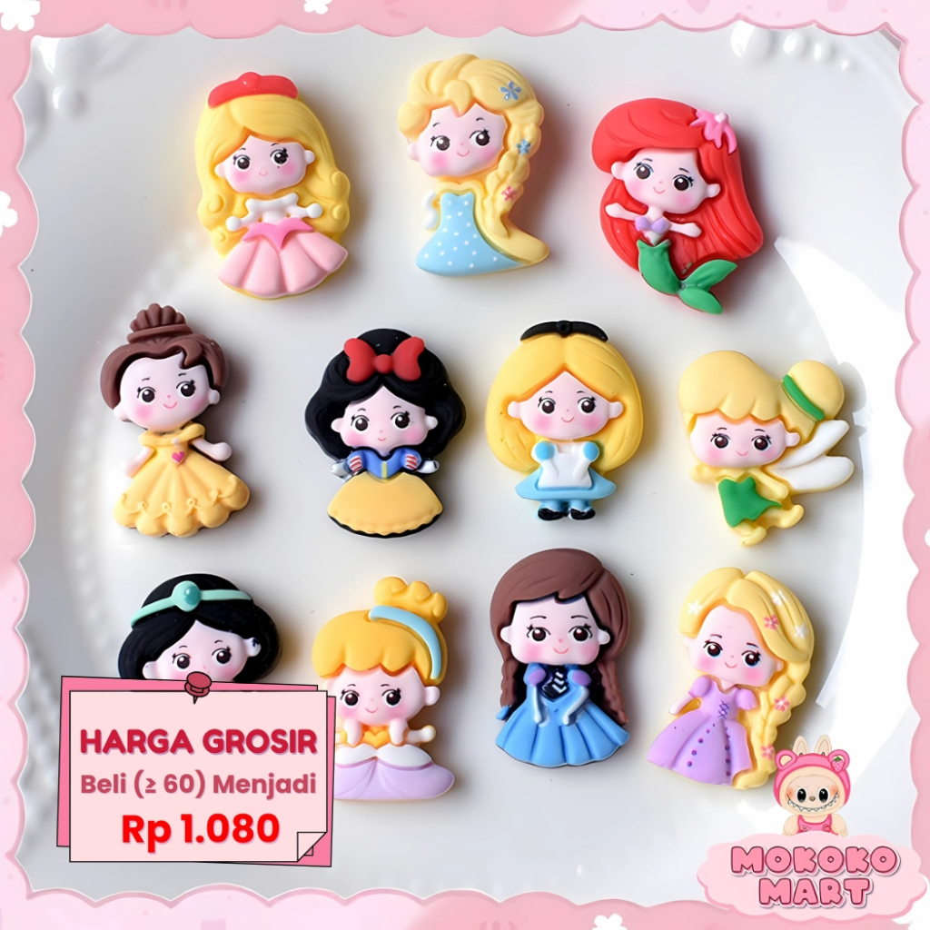 

MM Stiker 3D Timbul Clay Lucu Per Pcs Botol Minum Tumbler Resin Clay DIY Tempelan Cartoon Princess