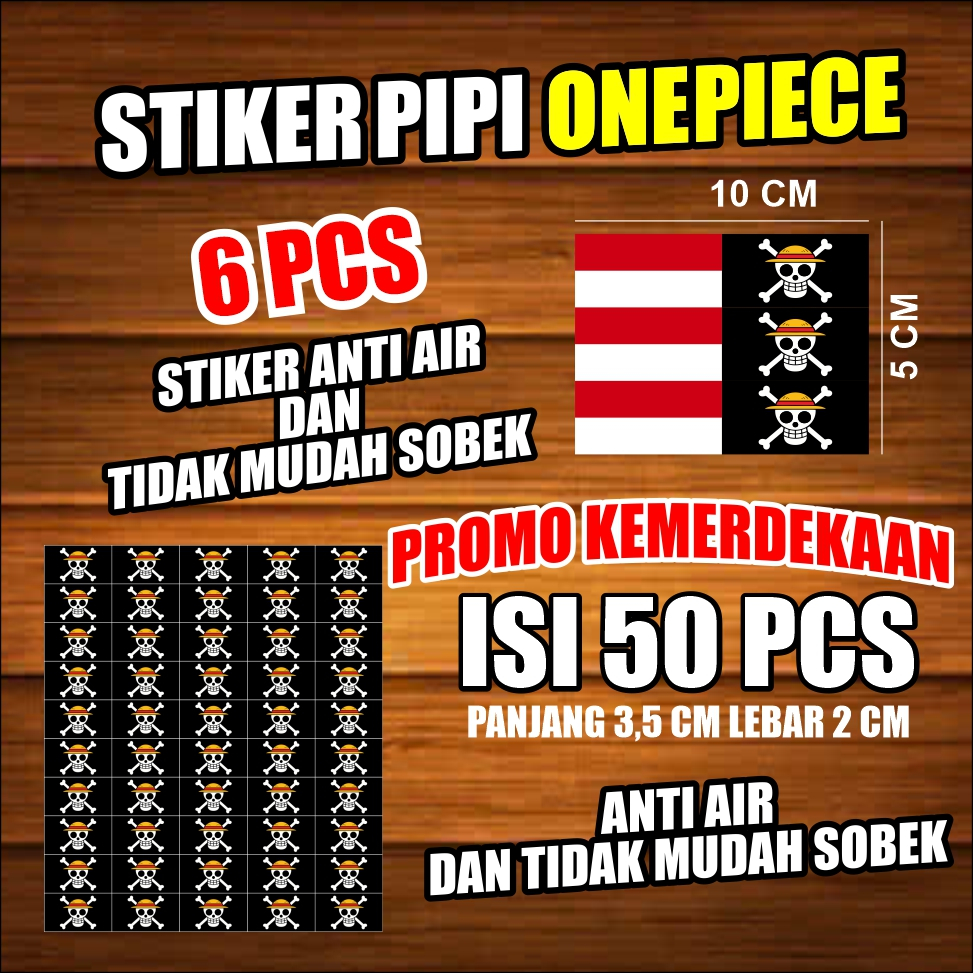 

Paket Stiker Bendera Merah Putih & One Piece – 6 Besar + 50 Mini Paket Komplit Tahan Air