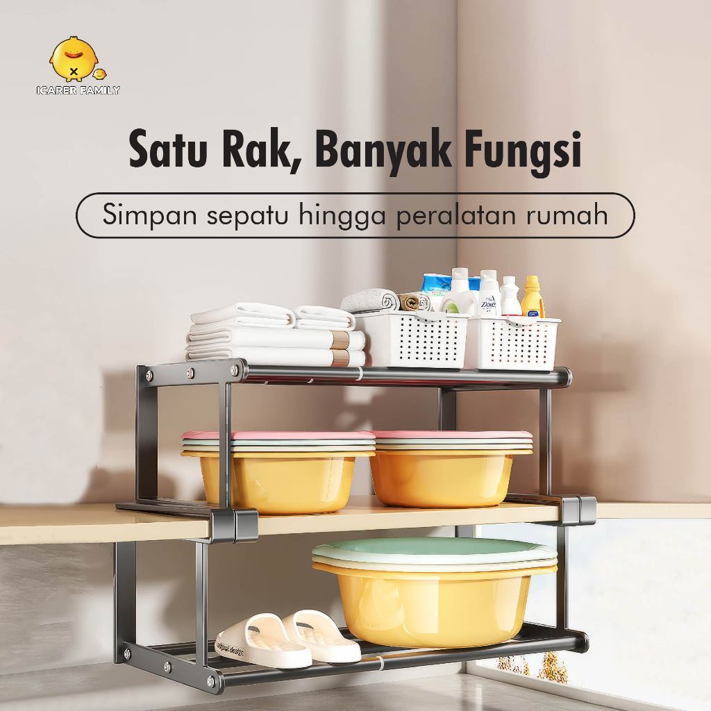 Rak Sepatu Bawah Meja - Rak Besi Gantung Serbaguna - Rak Gantung Dapur Kokoh - Rak Bawah Meja Besi