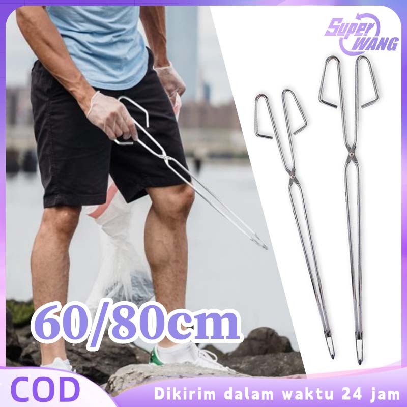 80cm Jepitan Sampah Panjang Capitan Sampah Stainless Jepit Sampah Alat Penjepit Sampah