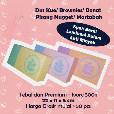 

Dus Kue Brownies Donut Premium 22x11x5 cm Laminasi