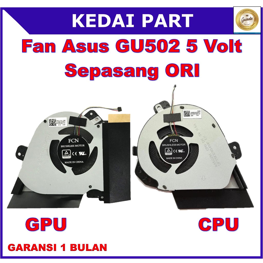 Fan Asus ROG Zephyrus GU502 GU502GV GU502GW GU502LV GU505 5V Sepasang ORI