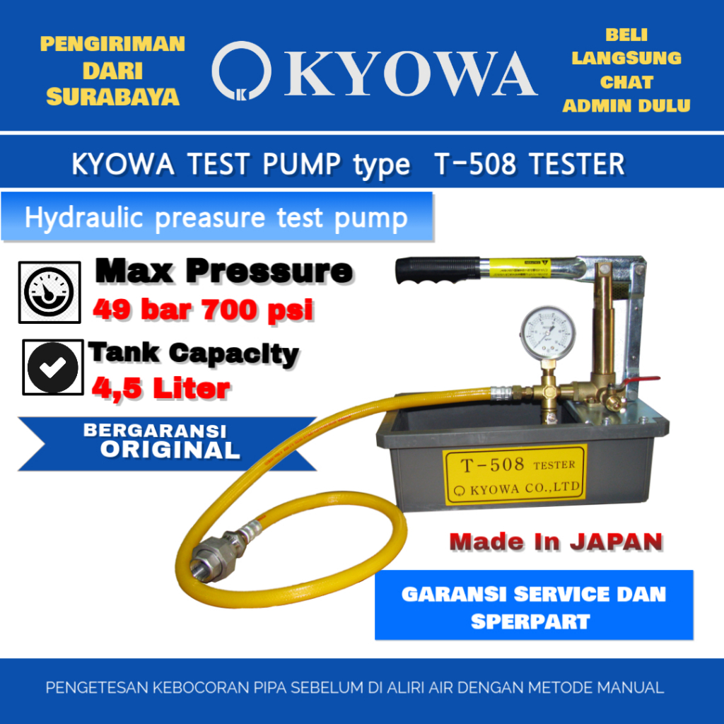 KYOWA MANUAL TEST PUMP T508 Manual test pump Tekanan 50 Bar Kyowa T 508