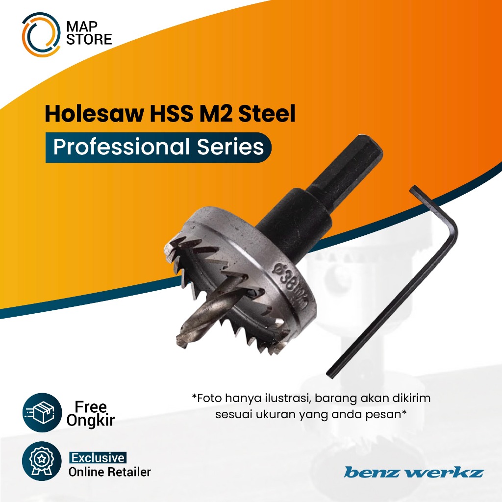 Holesaw HSS M2 STEEL #BENZ - NICKEL PLATED 42mm