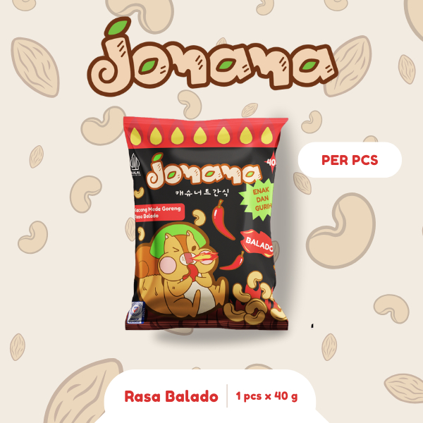 

Jomama - Kacang Mede Goreng Rasa Balado 40gr Snack Kacang Cemilan Kacang Jajanan Kacang