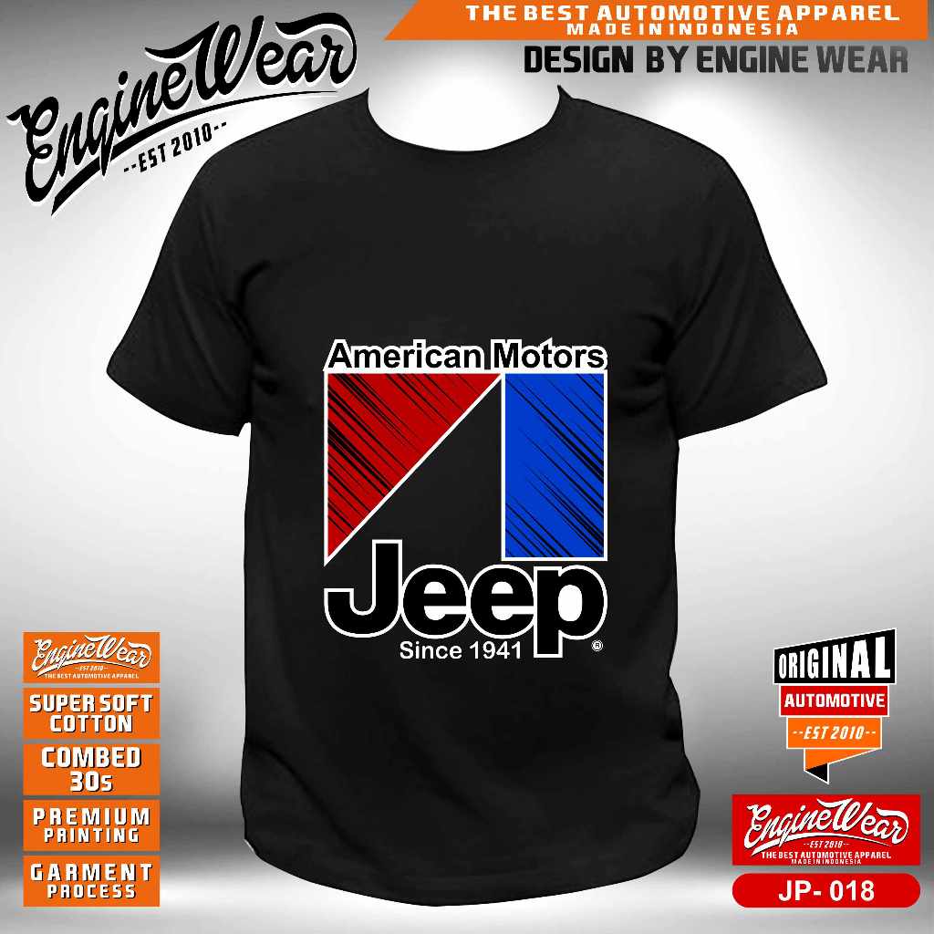 Kaos Jeep tshirt Baju Offroad 4x4 4WD wrangler rubicon JK willys CJ7 otomotif jeep ktk