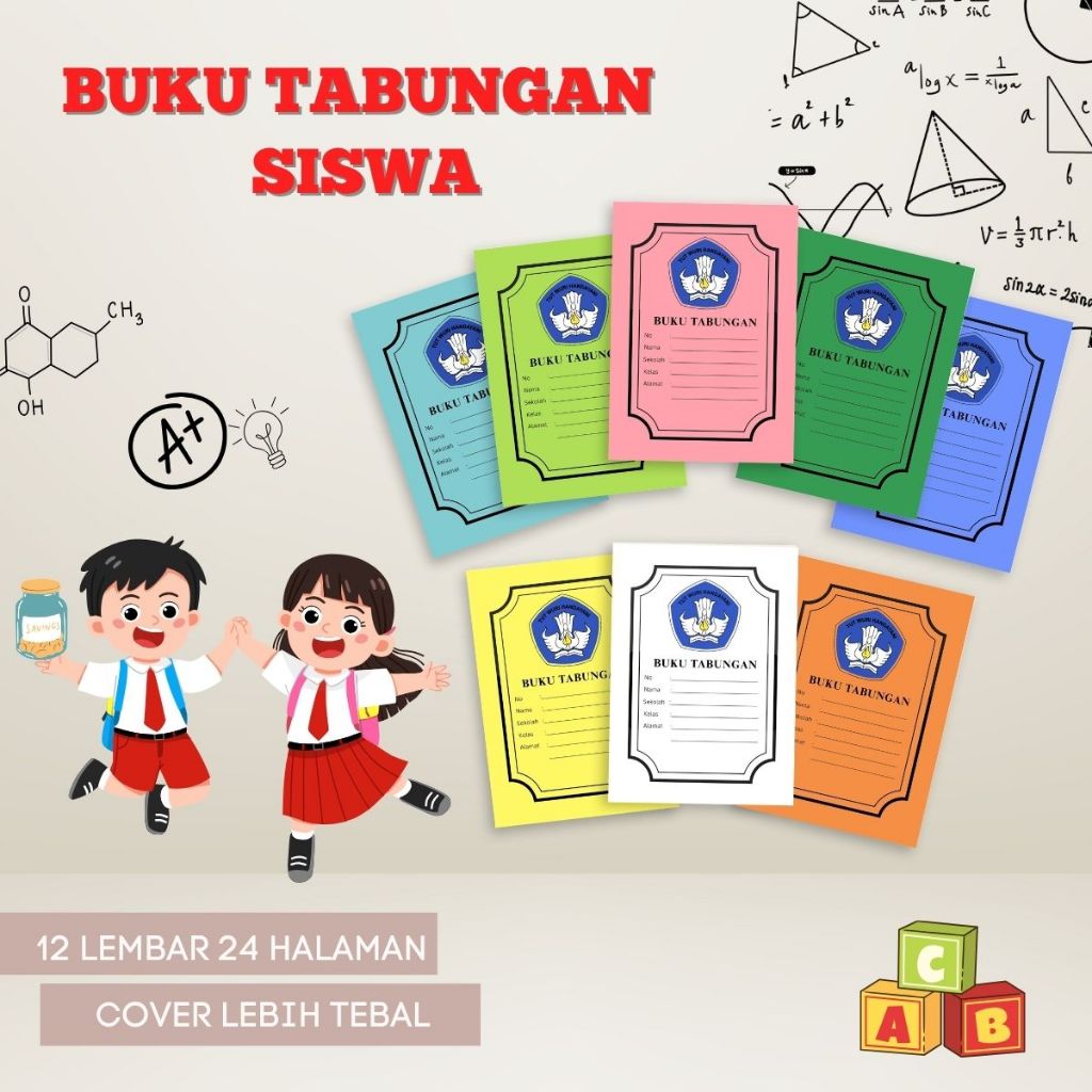 

BUKU TABUNGAN BERWARNA SISWA TK SD SMP (12 lembar 24 halaman) isi lebih BANYAK, Cover Lebih TEBAL