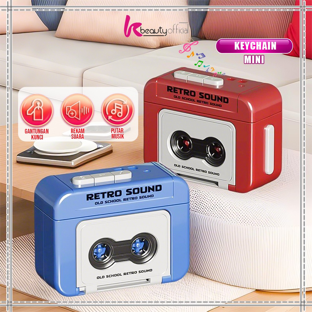 KB-C1326 Gantungan Kunci Rekaman Musik Box Mini Voice Tape Recorder Keychain Unik / Ganci Lucu Akses