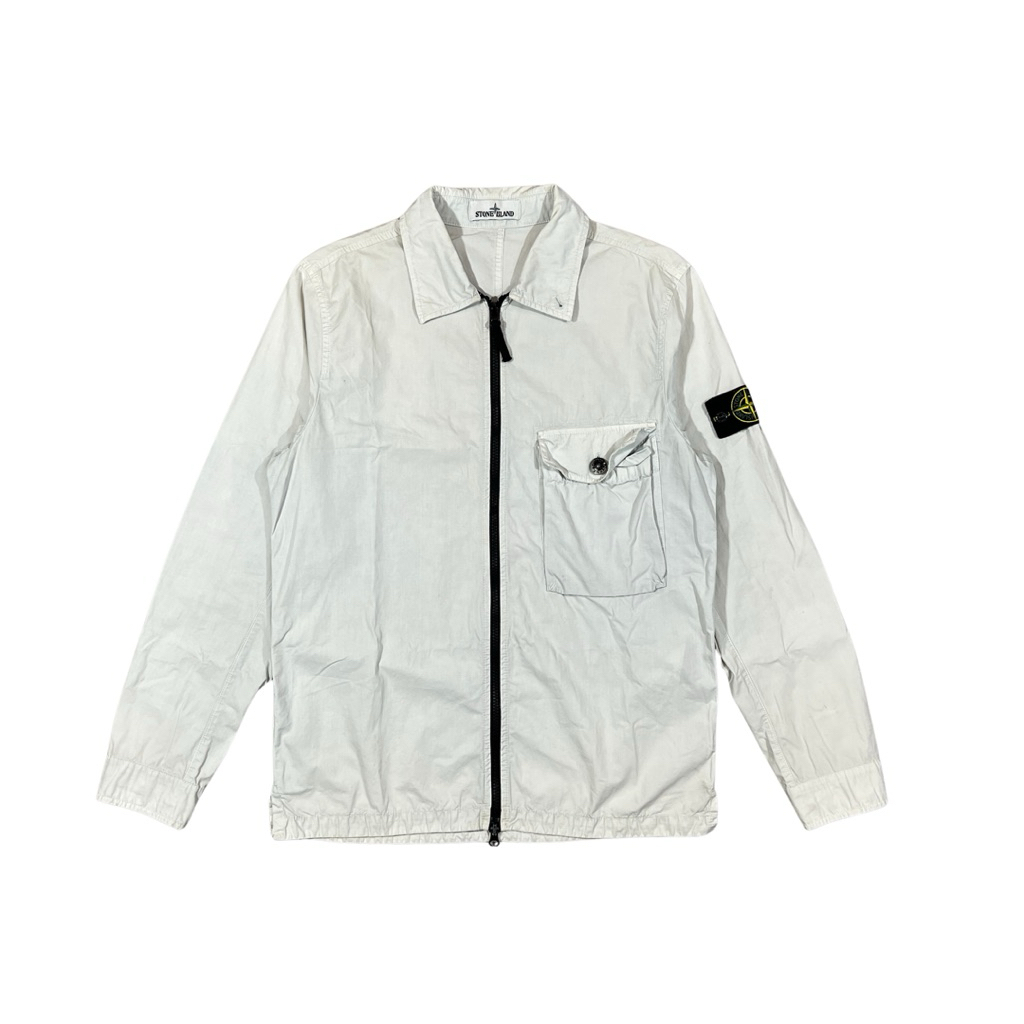 STONE ISLAND OVERSHIRT SINGLE POCKET WHITE