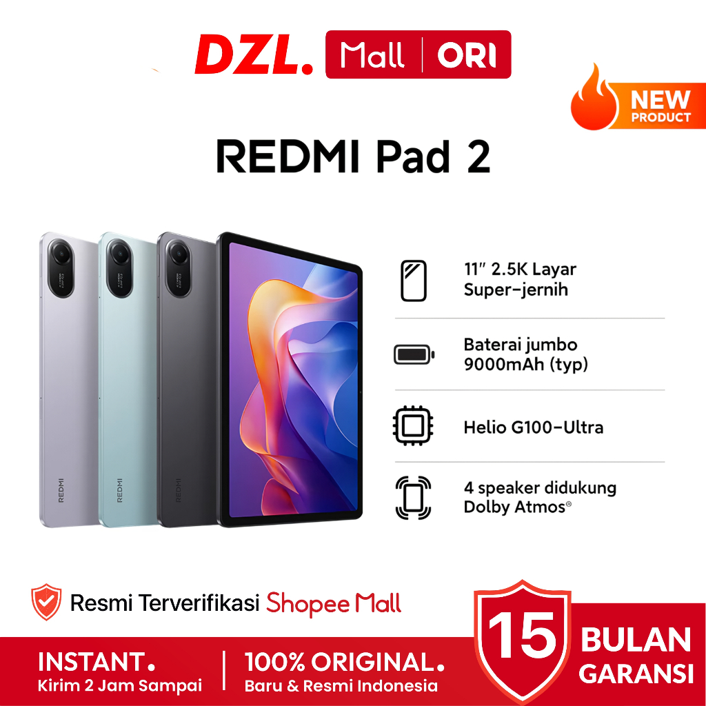 DZL - Tablet XIAOMI Redmi Pad 2 4/128 GB WiFi Only Original Garansi Resmi Official Store Ori