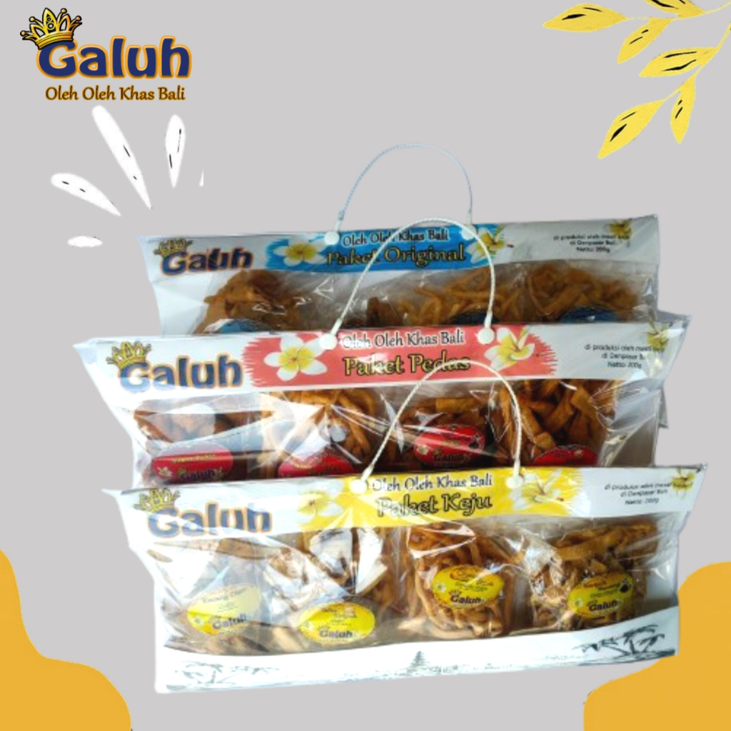 

Paket Snack Keju Galuh 200g – Oleh Oleh Bali Isi 4 Cemilan: Kacang Disco & Keripik Renyah Pedas Ori