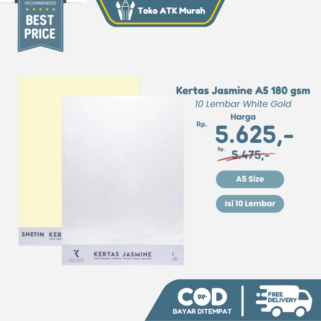 

Ketas Jasmine A5 1 Pak isi 10 lembar 180 gsm