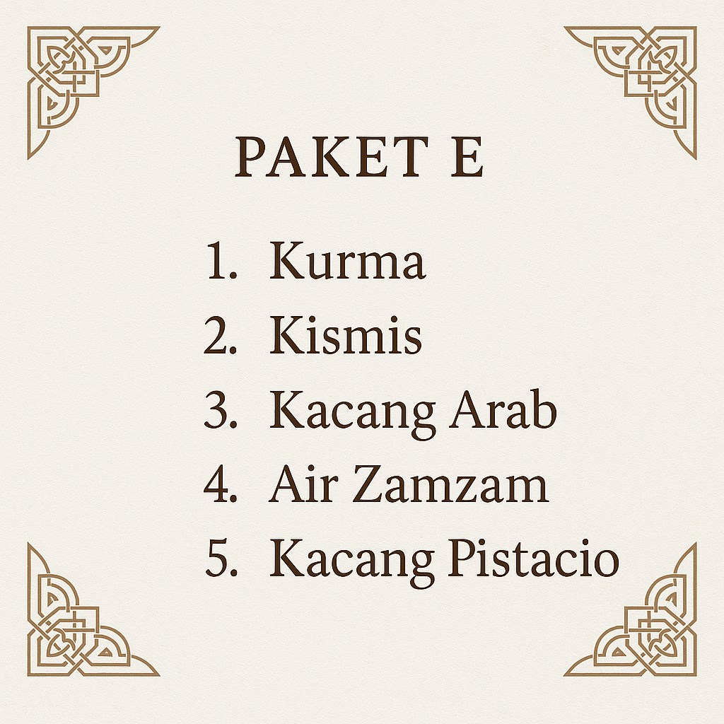 

DISKON PAKET OLEH-OLEH HAJI UMROH PAKET A-H 100PCS