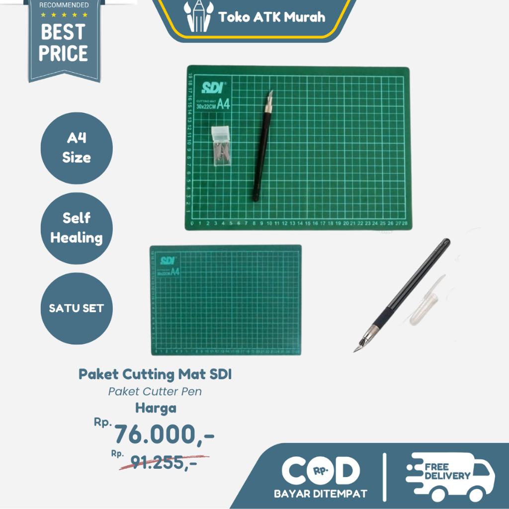 

PAKET CUTTING MAT SDI A4 + CUTTER PEN SDI 0491