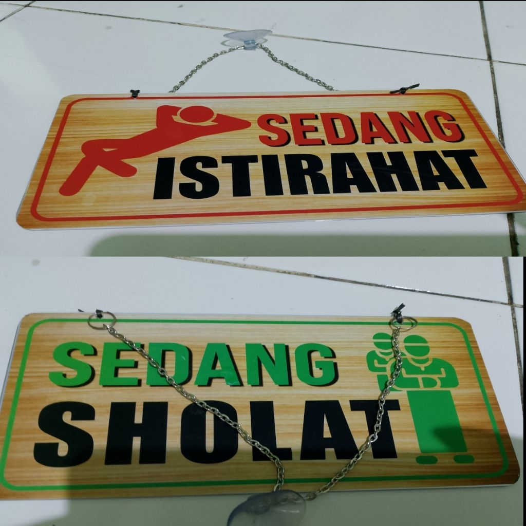 Akrilik Tulisan Sedang Istirahat - Sedang Sholat - Bolak Balik