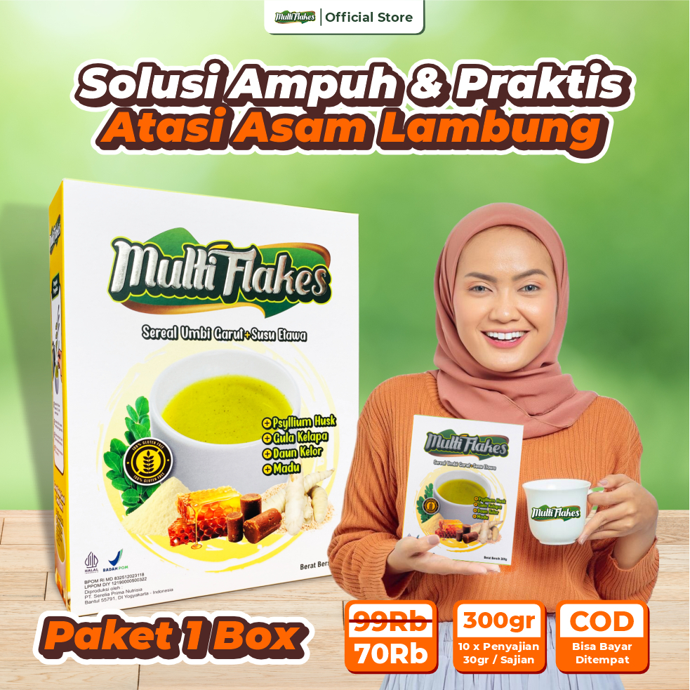 

Multi Flakes Sereal Umbi Garut + Susu Etawa Atasi Asam Lambung dan Maag