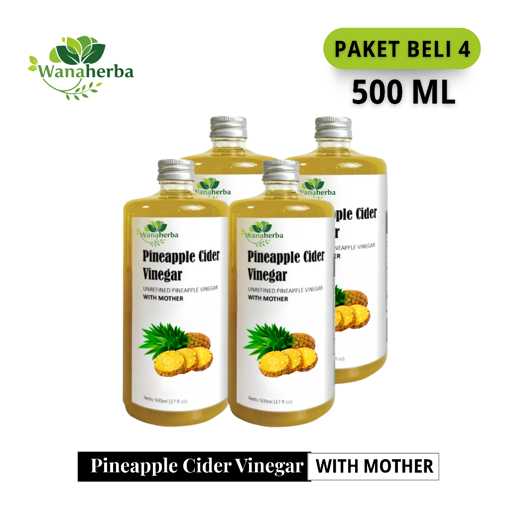 

Wanaherba Cuka Nanas With Mother Original 500 ML Paket 4 Botol