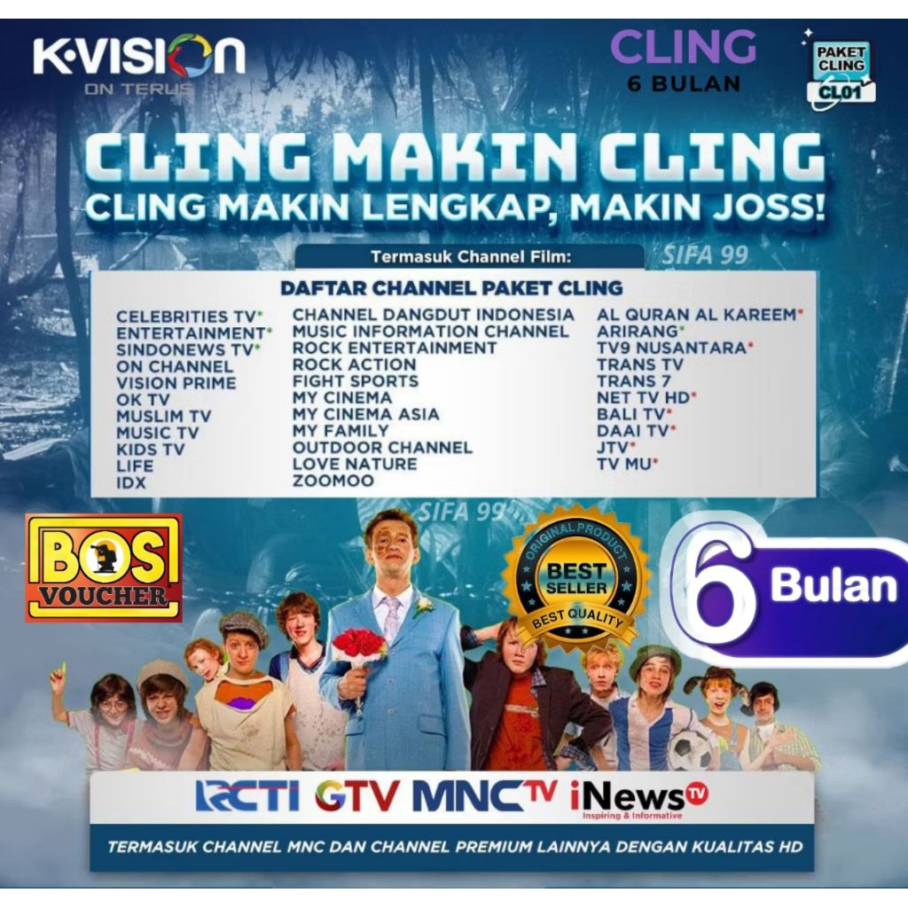 Bos voucher Diskon paket K-Vision Cling 6Bulan - 12Bulan receiver parabola