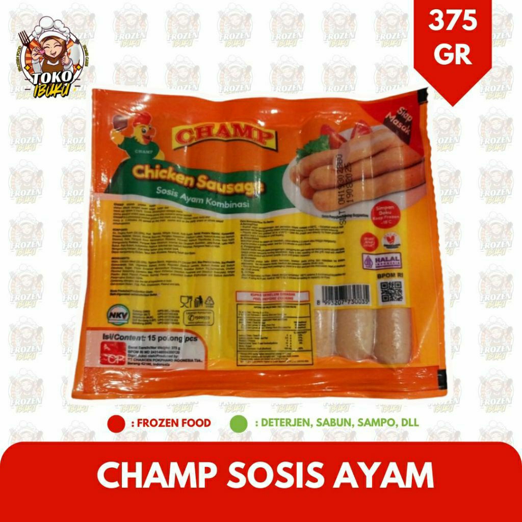 

CHAMP CHICKEN SAUSAGE SOSIS AYAM 15 PCS 375GR