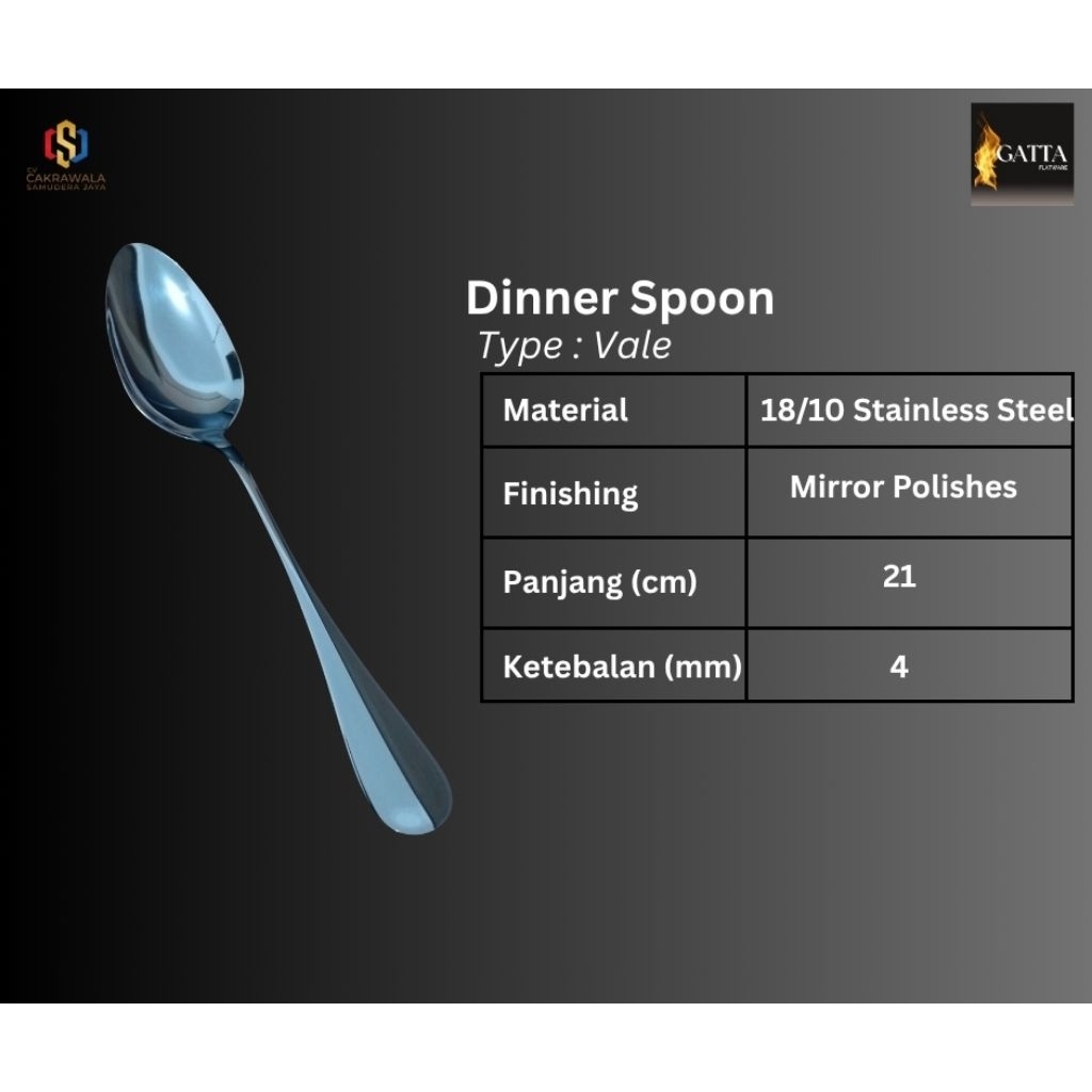 Sendok Makan Tebal / Dinner Spoon / kelas Hotel Stainless isi 6