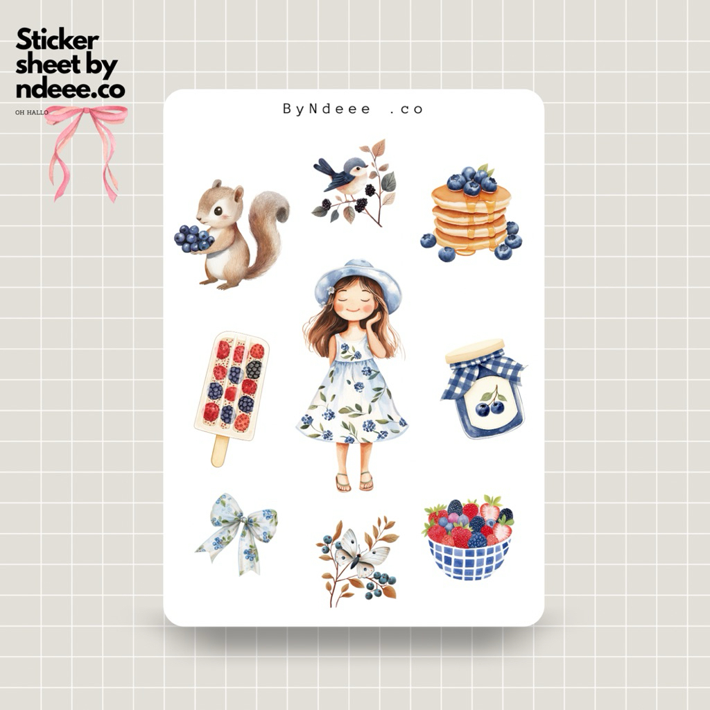

Sticker Sheet | Blueberry Girl | journal stickers, calendar, planner stickers, scrapbook stickers, cozy art