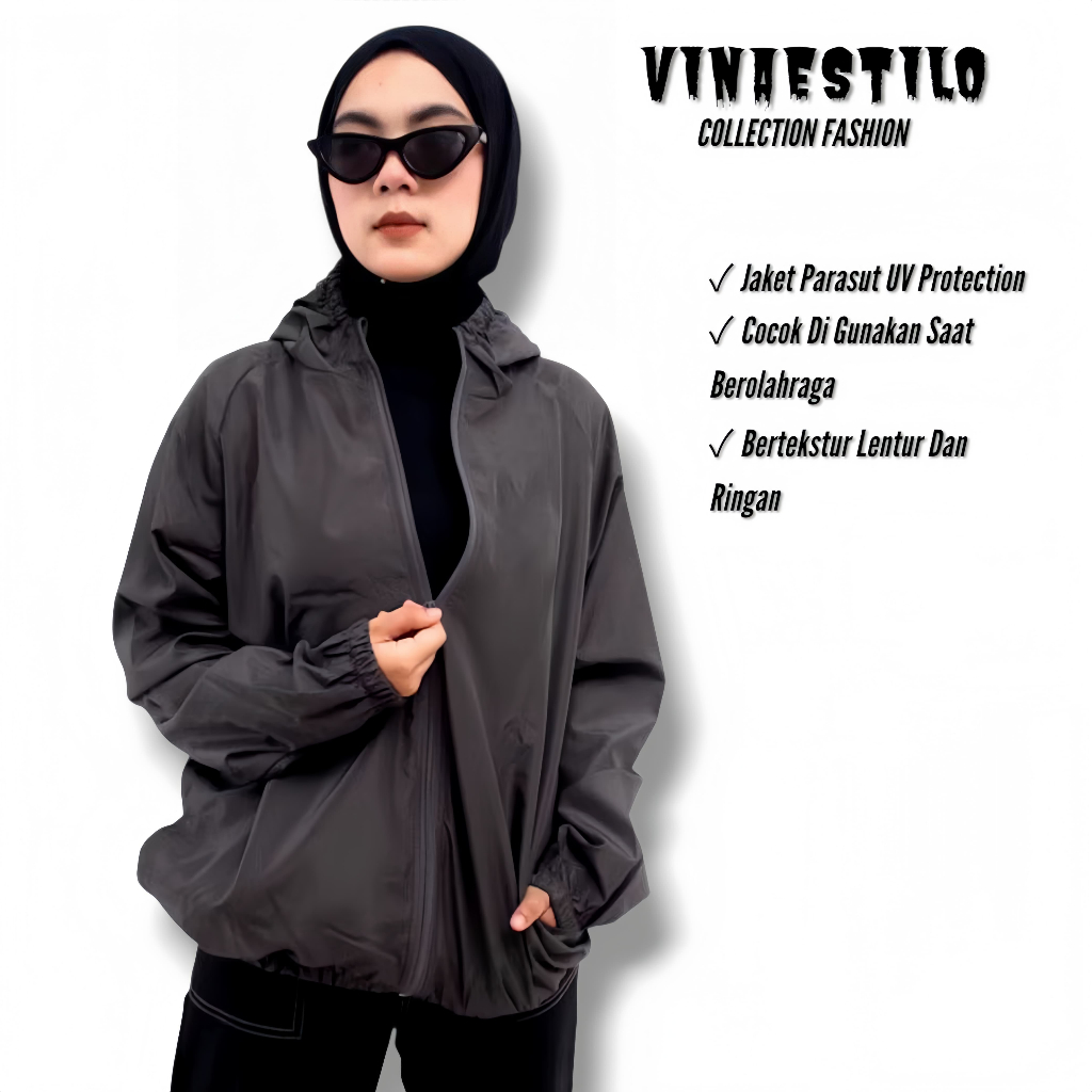 VINAESTILO - TERMURAH Jaket Parasut Polos Jaket Parasut Waterproof Jaket Parasut Pria Jaket Parasut 