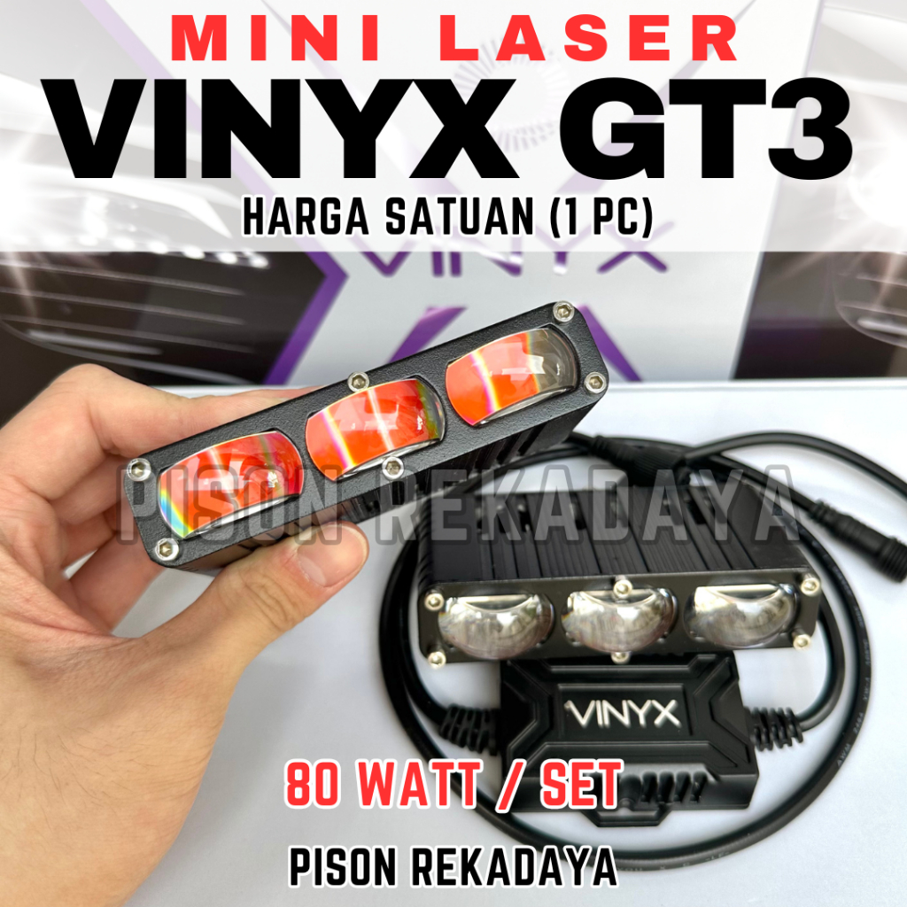 Mini Laser Vinyx GT3 Mini Projie Slim Lampu Tembak Lampu Sorot 3 Mata Mobil Motor