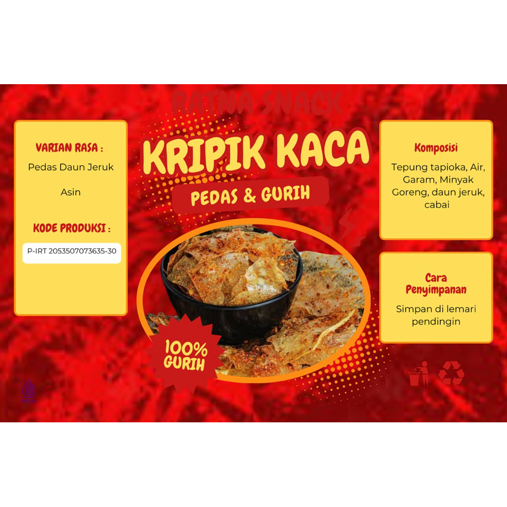 

KRIPIK KACA PEDAS DAUN JERUK Ratna Snack Renyah Pedas Gurih Cemilan Termurah Terenak se indonesia
