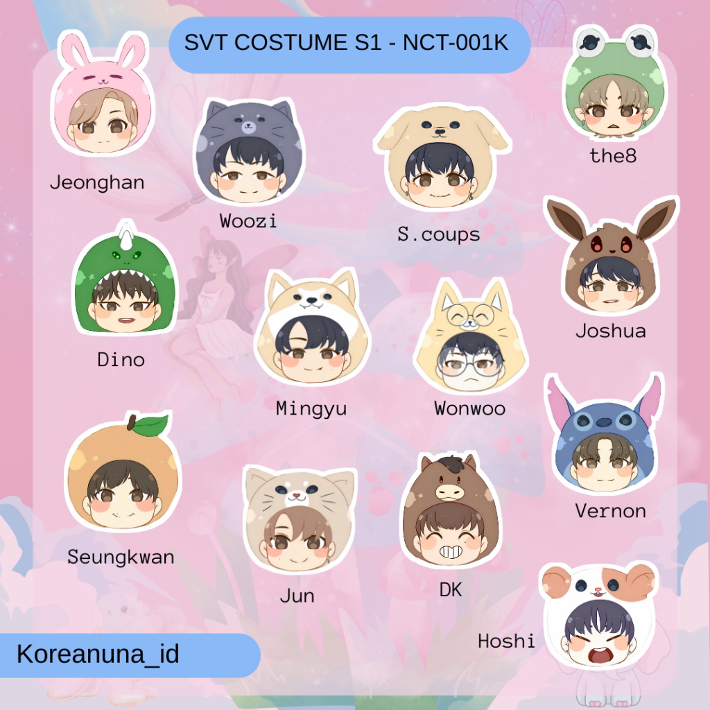 Stiker Kpop Seventeen Chibi Costume Kartun Karakter Lucu Aesthetic Berkualitas Sticker Deco Jurnal B