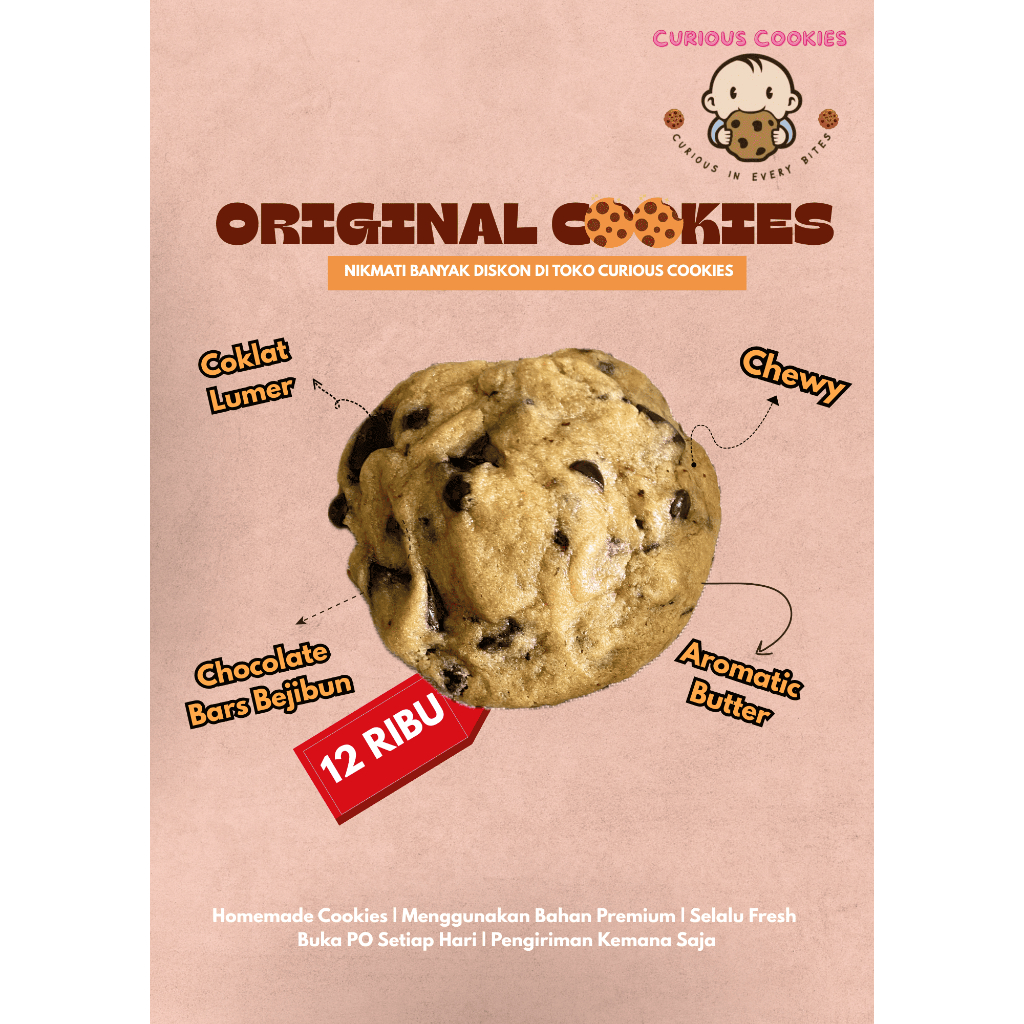 

Curious Cookies Homemade, Chewy, & Bahan Premium - Soft Original Cookies