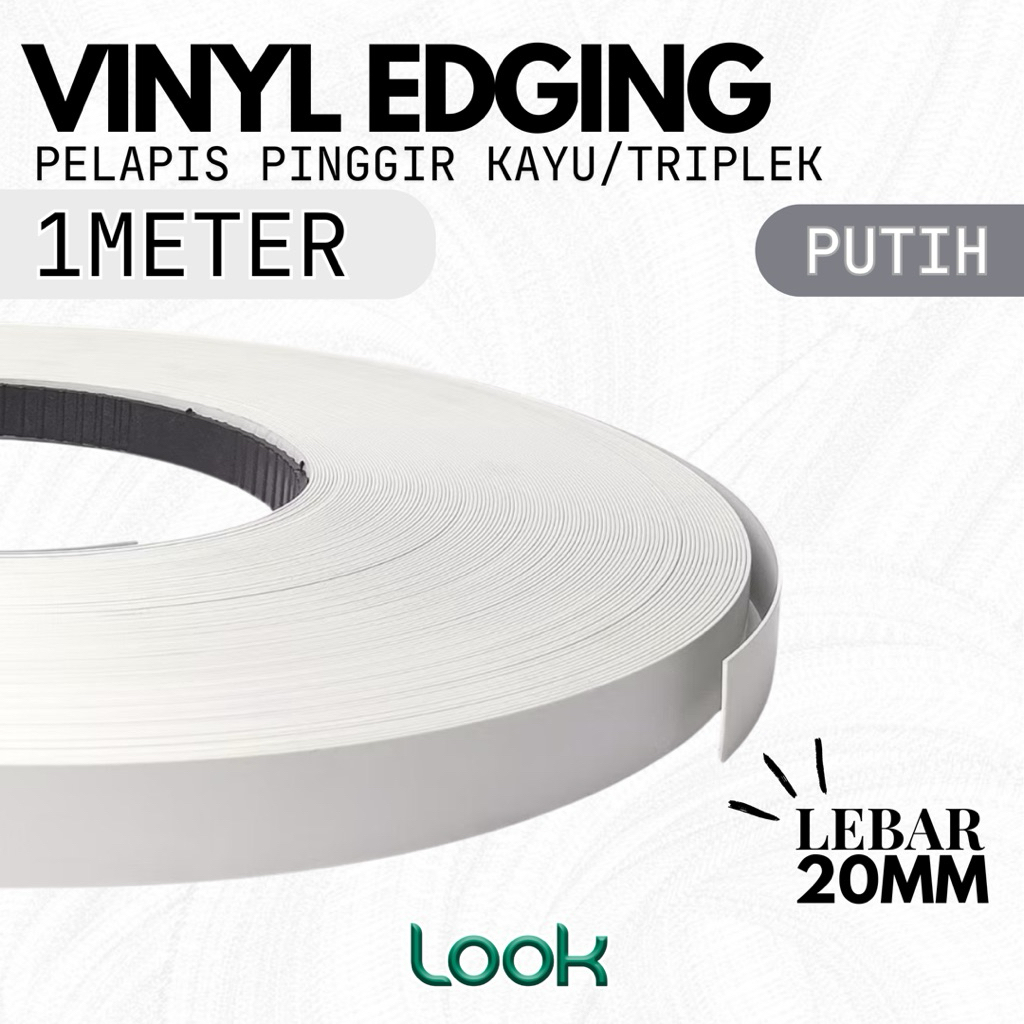 Edging HPL Vinyl Putih Plimir PVC 20mm Vinil Harga Per Meter