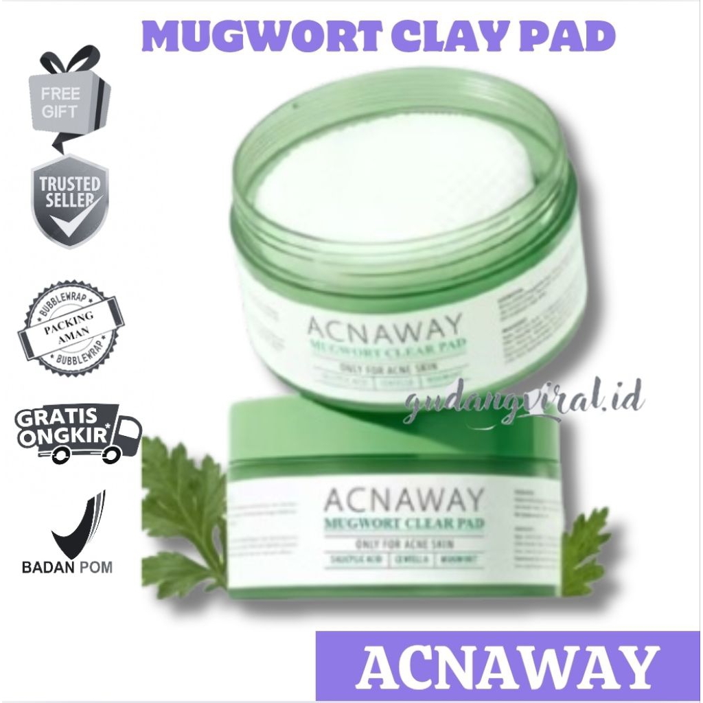 -GV- ACNAWAY Mugwort Acne Clear Pad Exfoliating – Exfoliation Pad untuk Kulit Sensitif & Berjerawat 